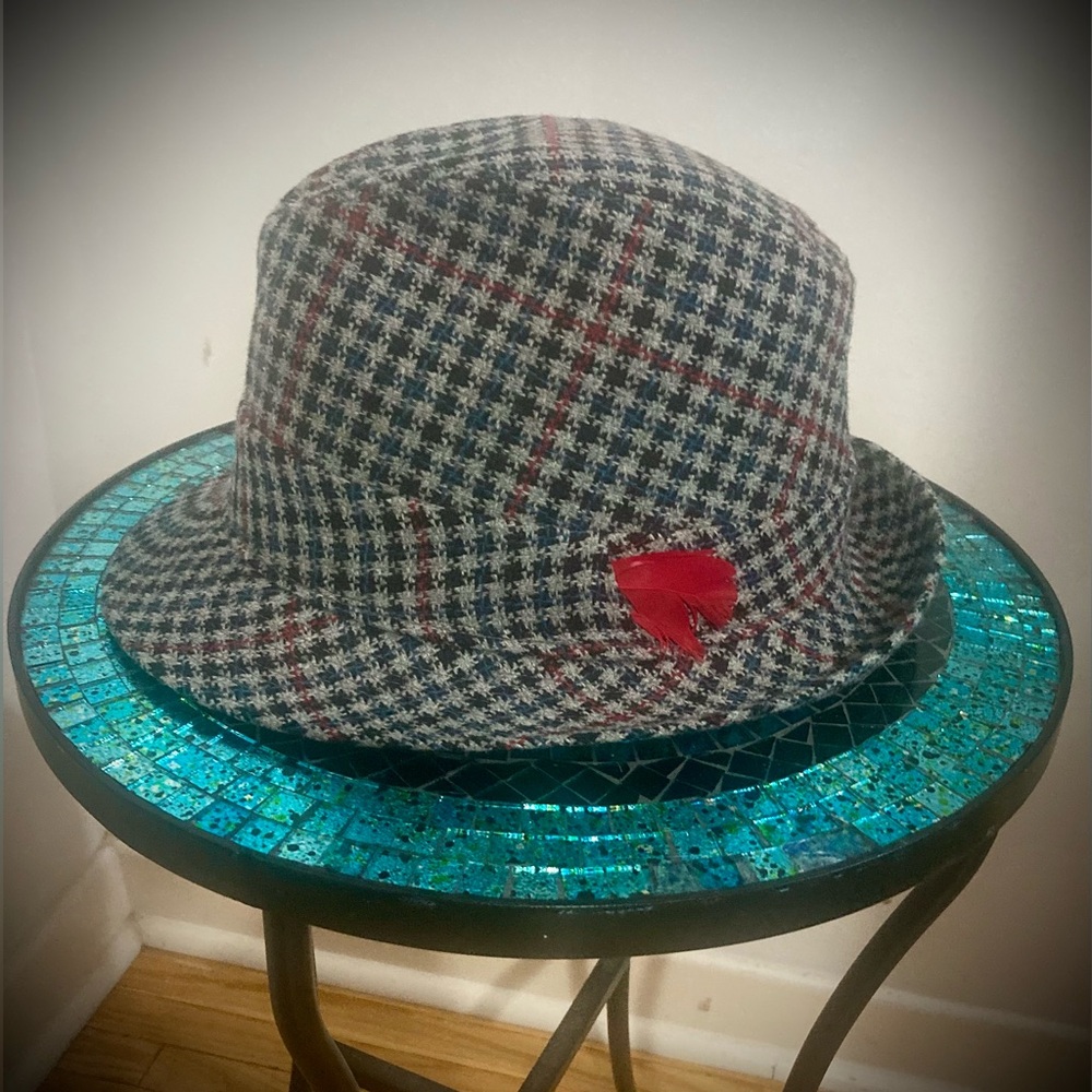 Vintage Tweed Houndstooth Gingham Plaid Biltmore Fedora - Size 7 1/4 *Restored